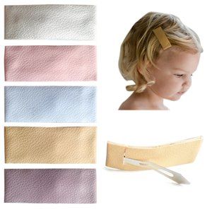 Rectangle Faux Leather Hair Snap (Cottontail Set of 5)